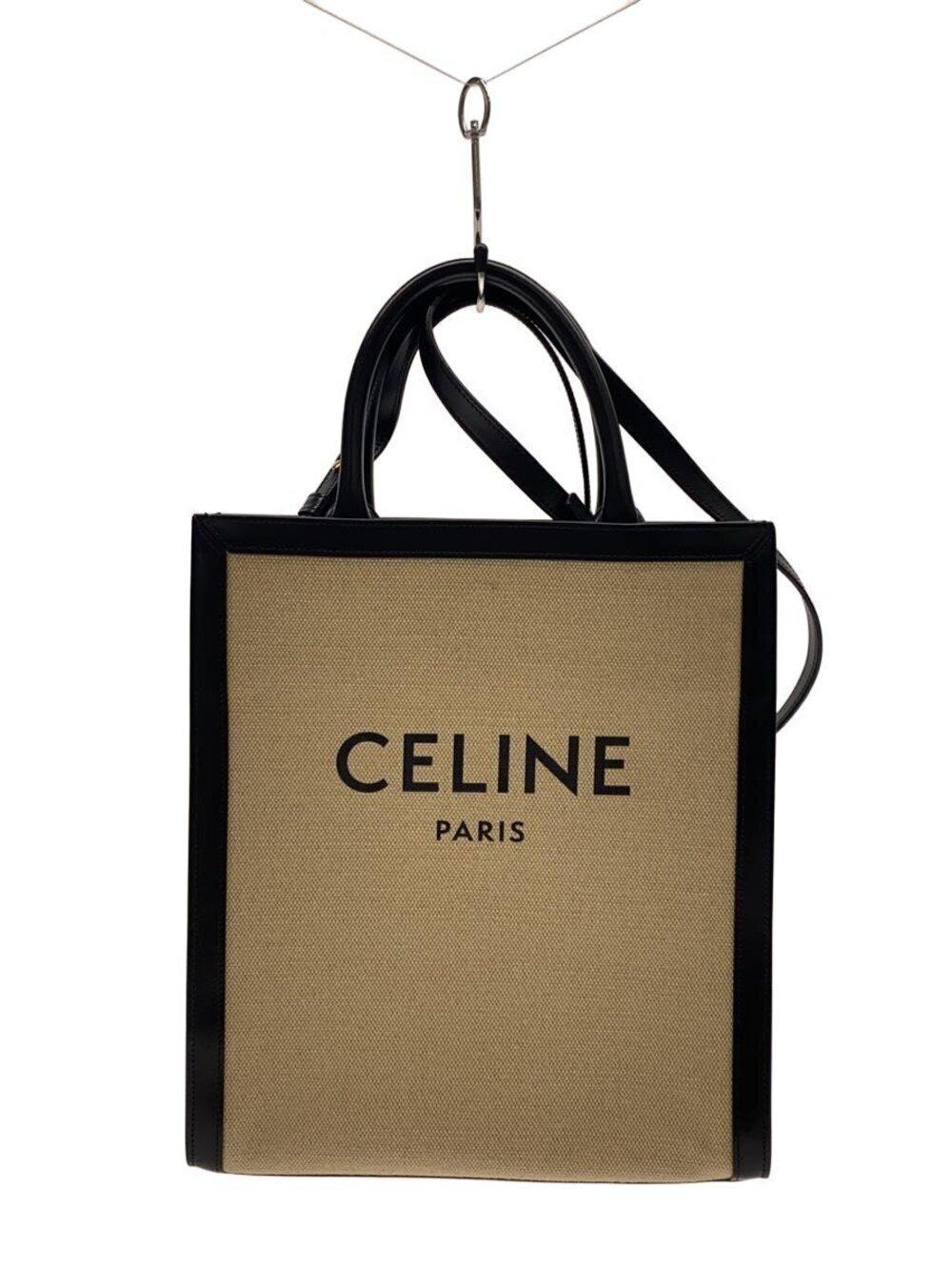 Celine Vertical Cabas Shoulder Bag Canvas Beige Cream